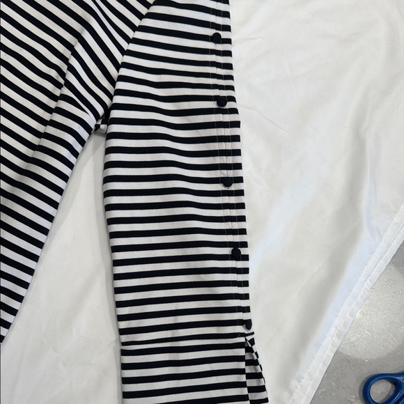 Talbots Black and White Striped Women's Top with Button Embellishment - Picture 3 of 7